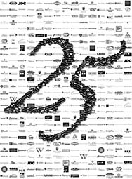 photo mosaic style_text style_tiered scatter corporate business text number logo anniversary b&w black white