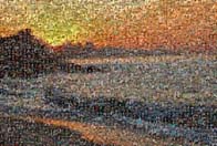 photo mosaic vacation ocean water beach sunset mountain tropical