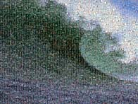 photo mosaic vacation ocean water wave crashing beach sunset surfing surf landscape