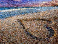 photo mosaic tropical sunset vacation heart sand sun dusk dawn sunrise landscape ocean beach love couple boyfriend girlfriend gift