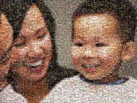 photo mosaic family love child baby parents group happy together hug smile