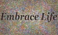 photo mosaic Embrace life text logo colorful words spiritual religious jesus church catholic holy christ
