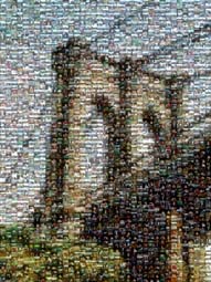 photo mosaic landscape bridge structure city sky building