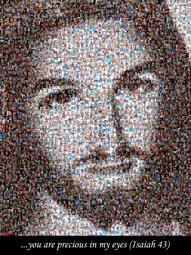 photo mosaic jesus religious church holy children youth kids black white text banner border