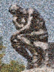 photo mosaic company business corporate employee statue thinker art sculpture