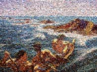 photo mosaic painting hawaii hawaiian row island boat tropical vacation symbolic corporate banner mural multi size multisize multi-size