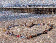 photo mosaic school children youth kids kid heart beach ocean sky
