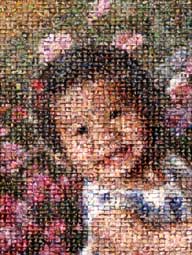 photo mosaic baby girl young youth child children meadow flowers happy kid