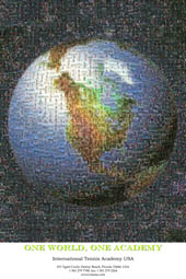 photo mosaic International Tennis Academy sports sport racquet earth 3D text world