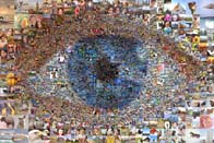photo mosaic symbol eye ascii art mutlisize multisized multi custom eyeball earth multi-size