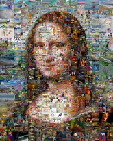 A multi-size cell Mona Lisa created using over 600 personal works of art