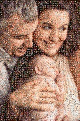 scatter mosaic created using 286 newborn baby photos