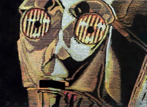 Staples mosaic artwork of C-3PO from Star Wars by artist James Haggerty