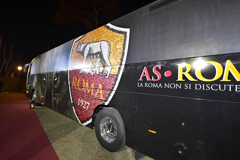#RideWithUs online photo mosaic for AS Roma Football Club featured on the team bus