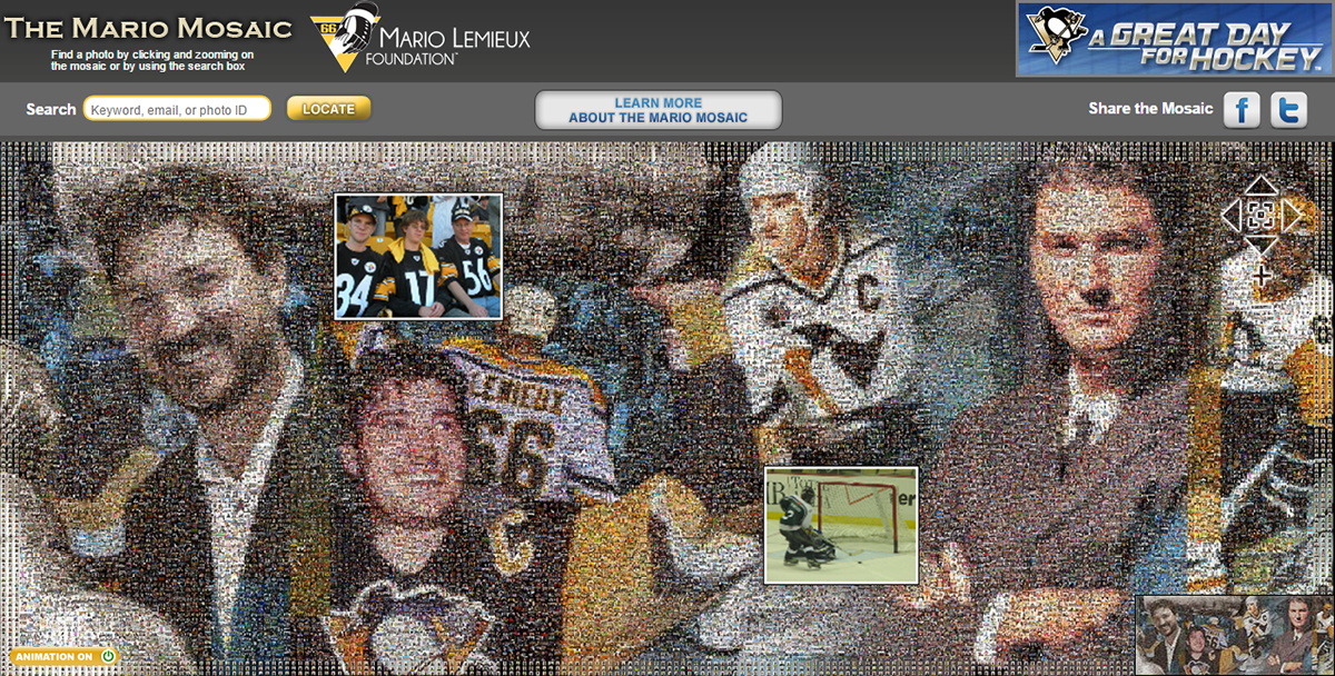 A screenshot of the webpage hosting the Mario Online Interactive Photo Mosaic