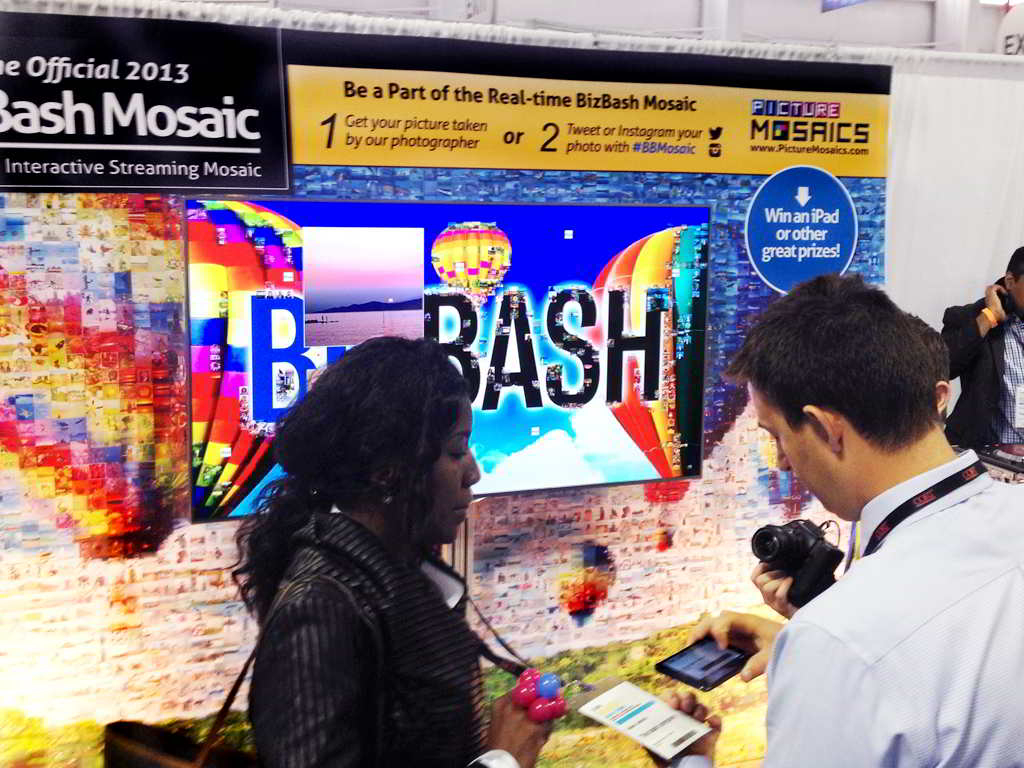 Overview of the real-time interactive photo mosaic installation at BizBash IdeaFest 2013