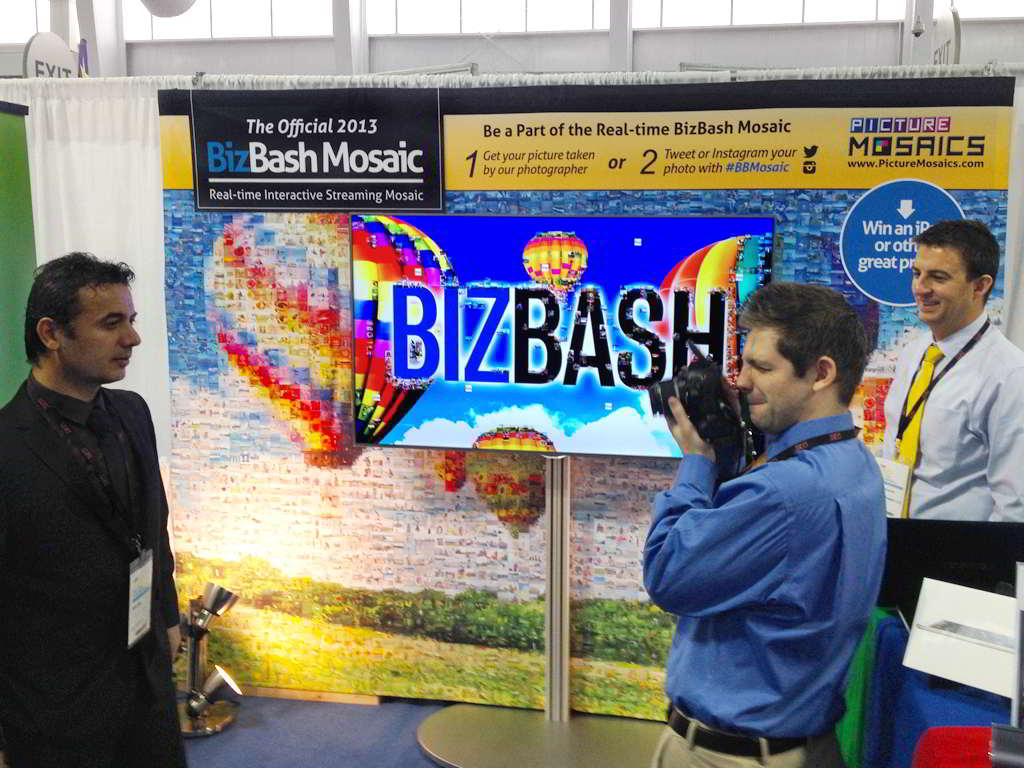 Onsite photographer capturing guest photos for the interactive mosaic at BizBash IdeaFest 2013
