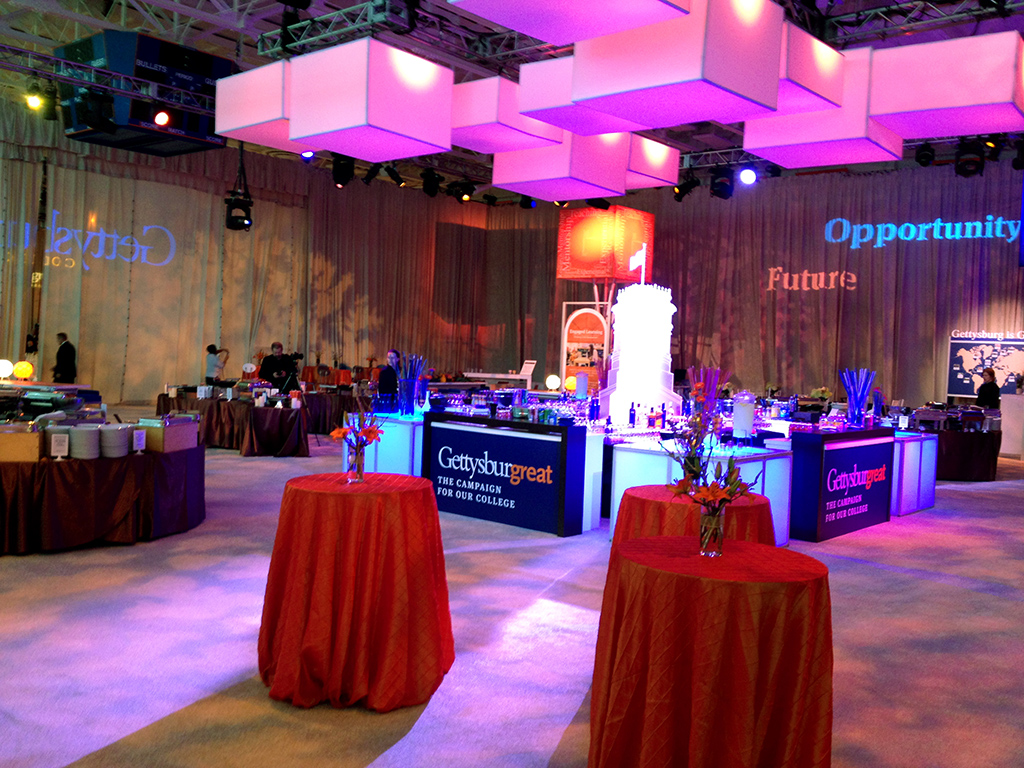 Event layout for the GettysburGreat Fundraiser featuring the mosaic experience setup