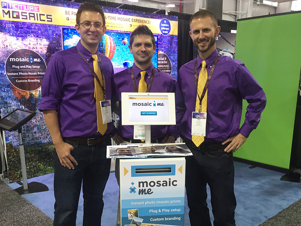 Three Picture Mosaics team members debuting MosaicMe at BizBash 2015