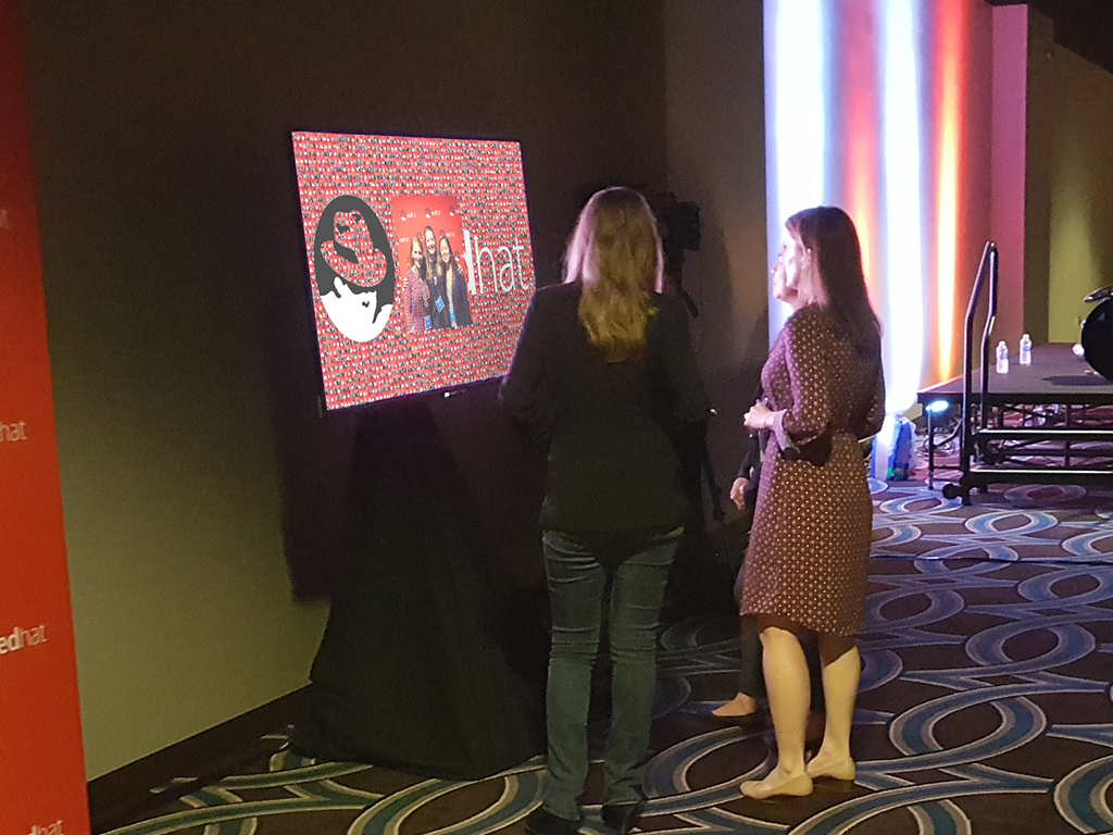 Completed Live Digital Mosaic at the Red Hat Sales Kickoff, showing the finished design.