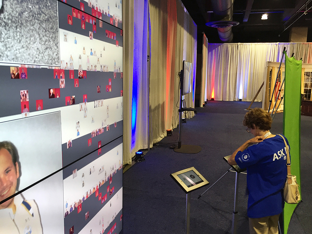 Guest viewing the completed Live Digital Mosaic at PoliticalFest 2016