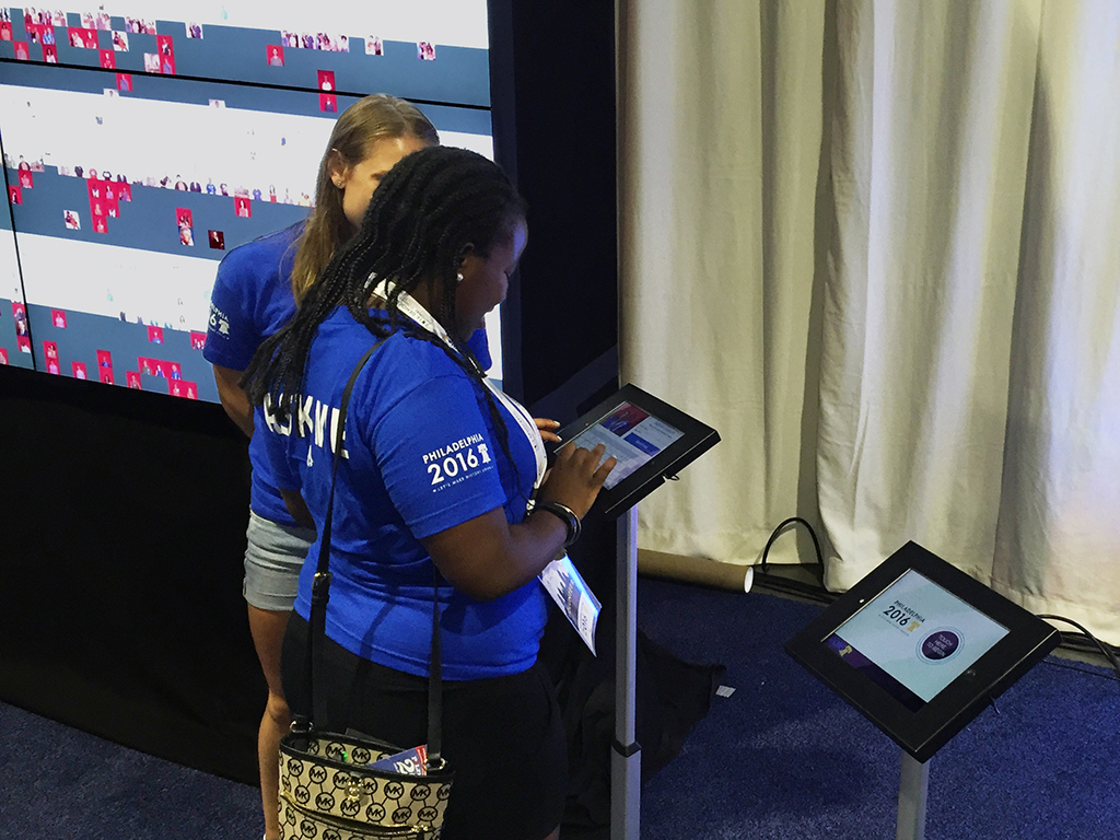 Guest interacting with the Live Digital Mosaic at PoliticalFest 2016