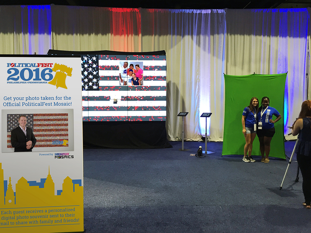 Brand ambassador capturing photo for the Live Digital Mosaic at PoliticalFest 2016