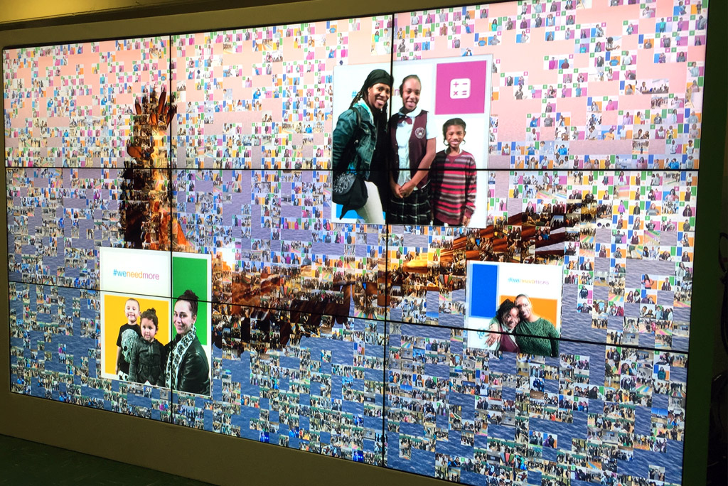 Animated digital mosaic showcasing individual photos with pop-out effect