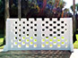 Large white blocks similar to legos, meant to support a Live Print Photo Mosaic