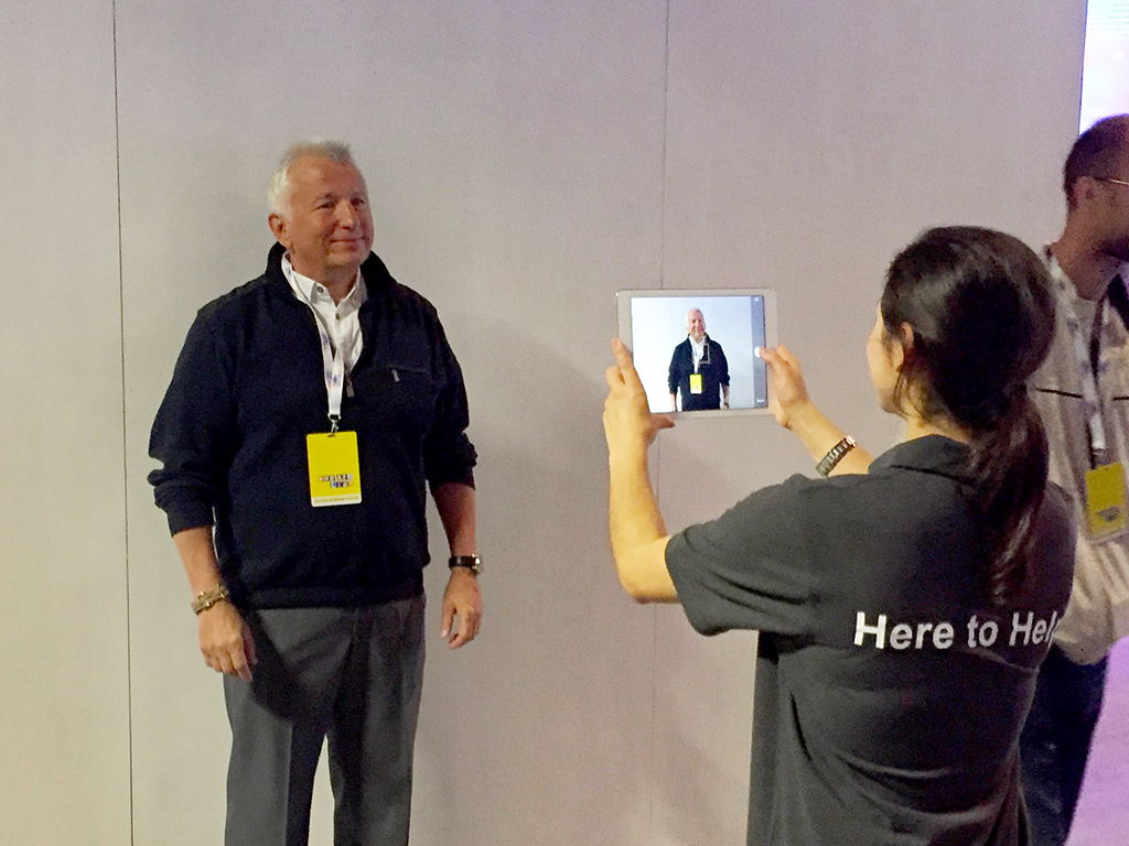 Guest having portrait captured for the Live Mosaic at the Lidl Conference in Dublin