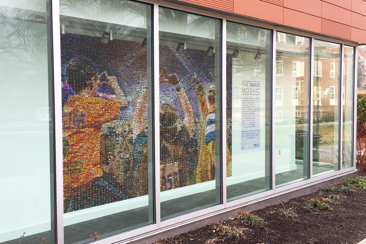 The final installation of the DMAIG Photo Mosaic Mural.