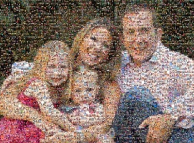 Personalized family photo mosaic made from cherished memories