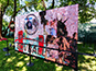 Digital mosaic screen displaying live uploads at Bacardi's GovBall NYC activation