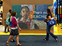 Audience watching the live print mosaic event at Google’s booth at ISTE