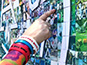 Close-up view of mosaic image tiles at Camp Mars