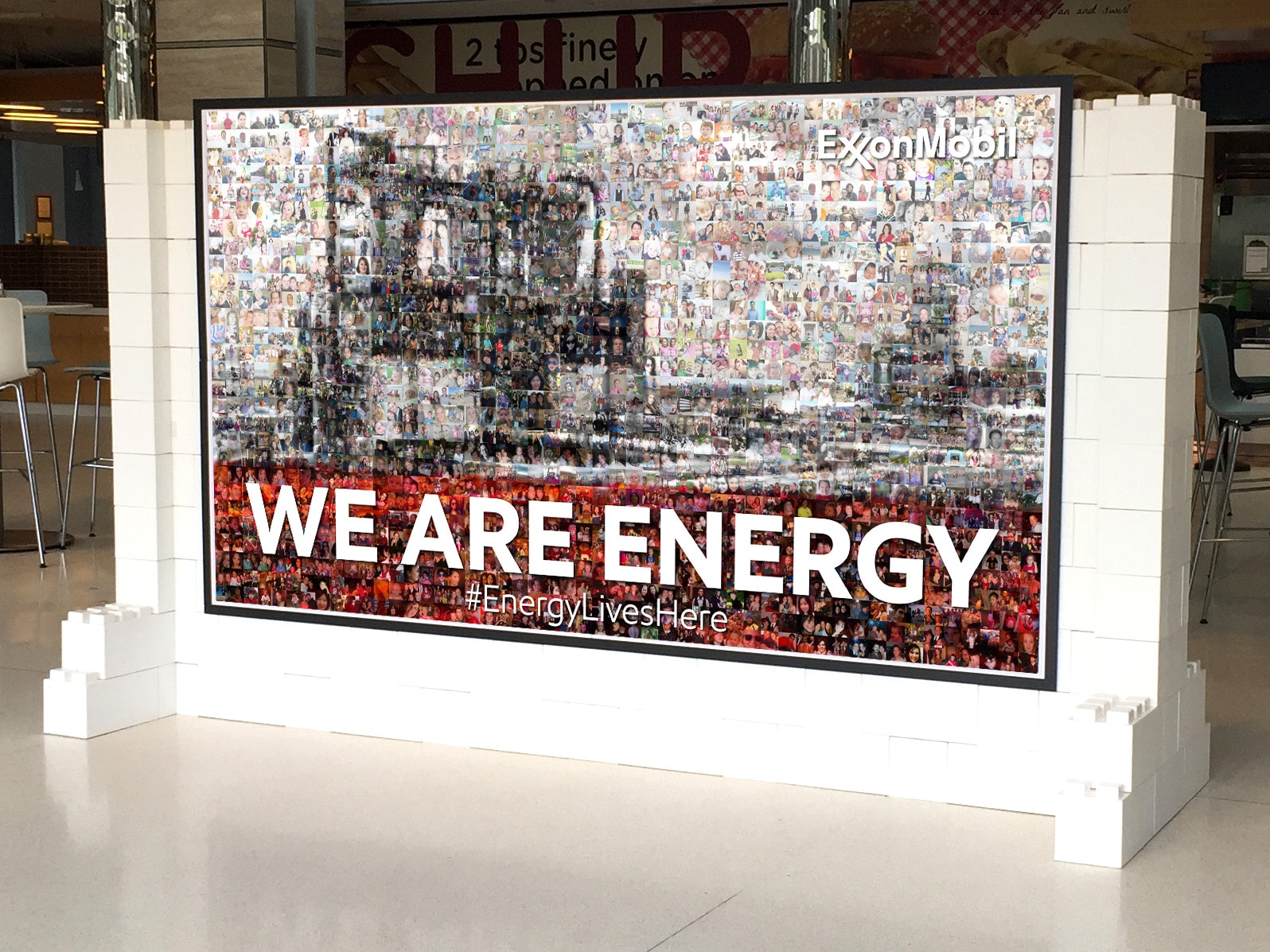 ExxonMobil We Are Energy branded photo mosaic wall at event