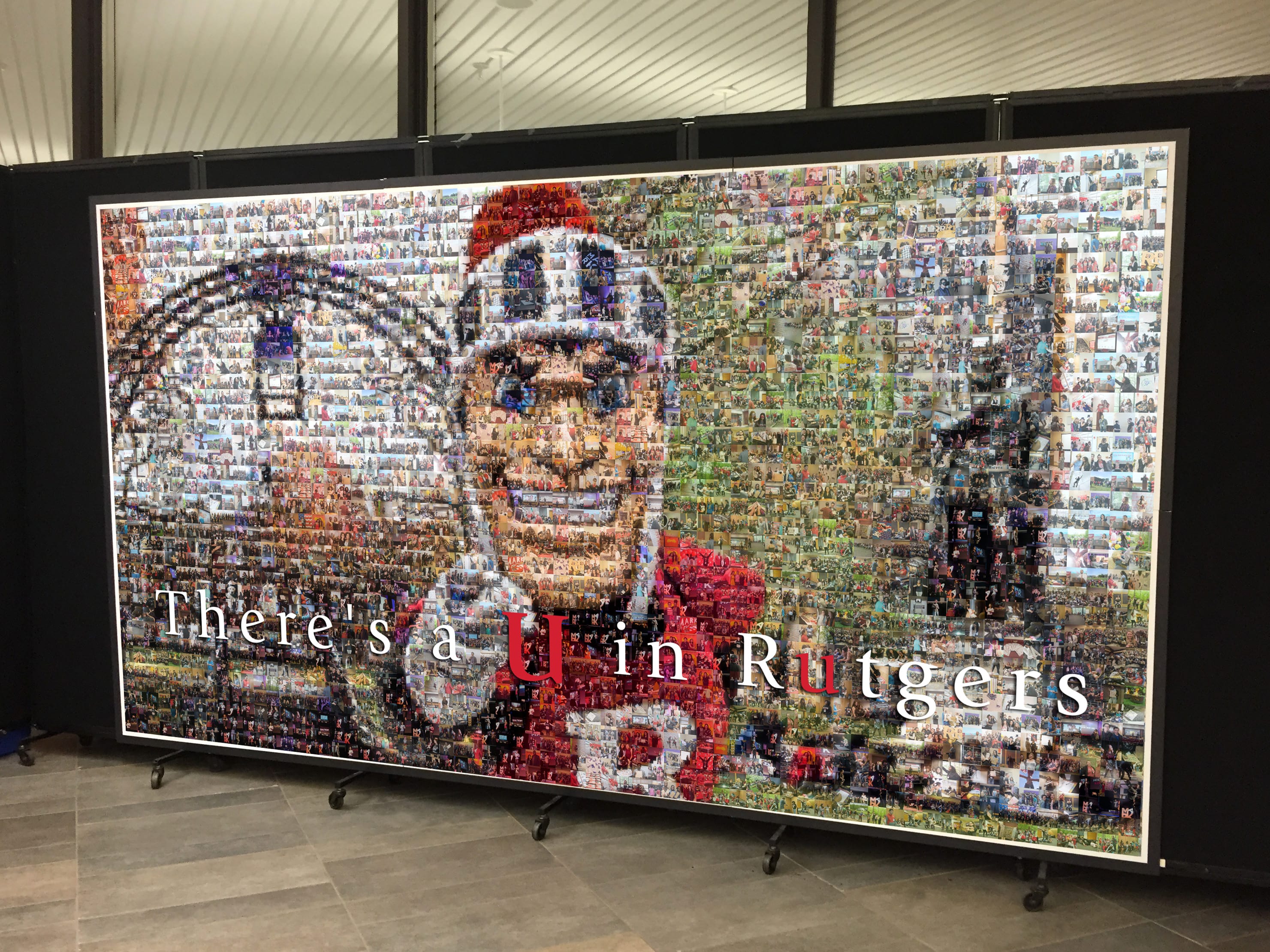 Rutgers University There’s a U in Rutgers branded photo mosaic wall display