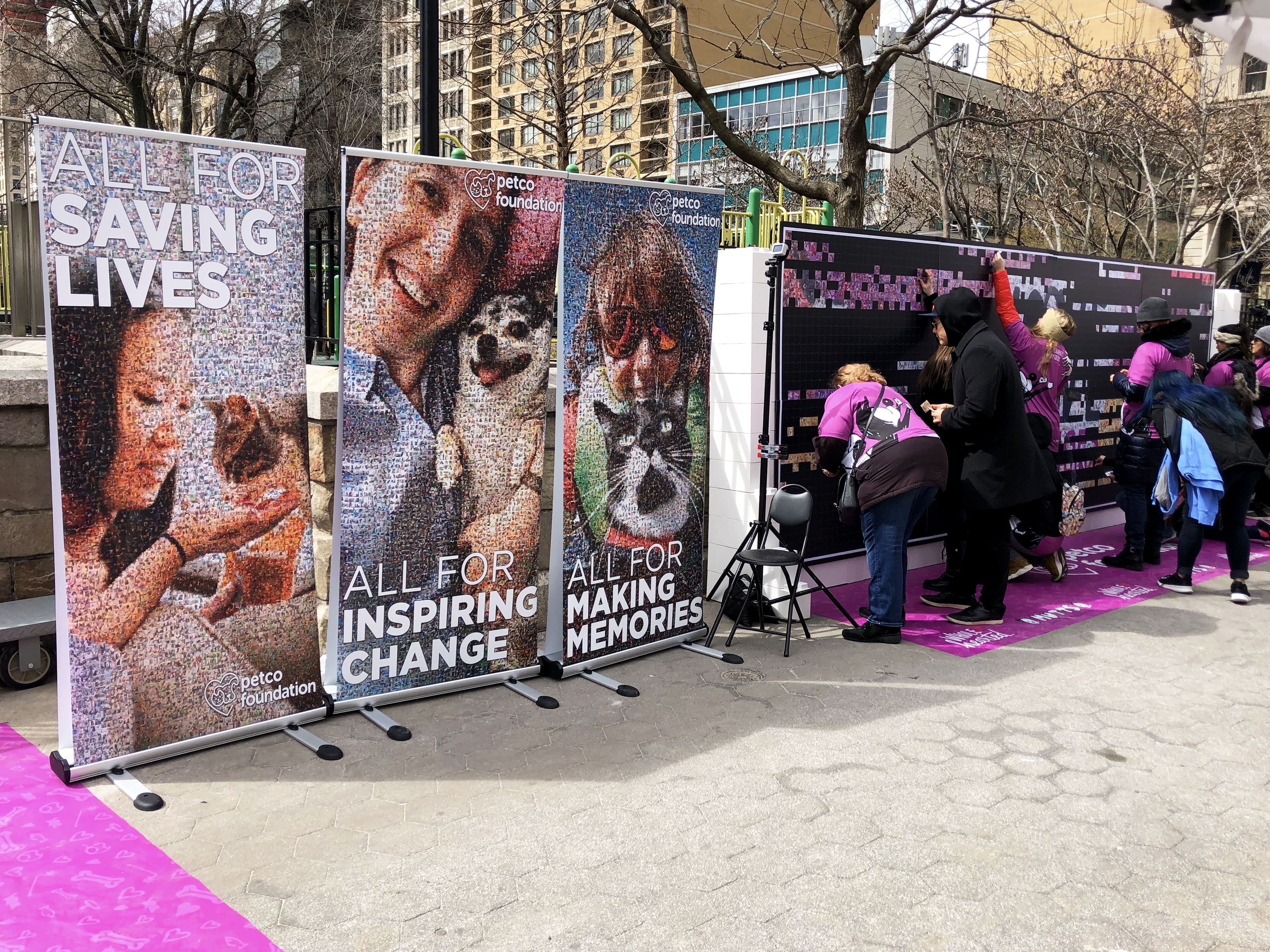 Petco’s interactive mosaic activation setup in Central Park