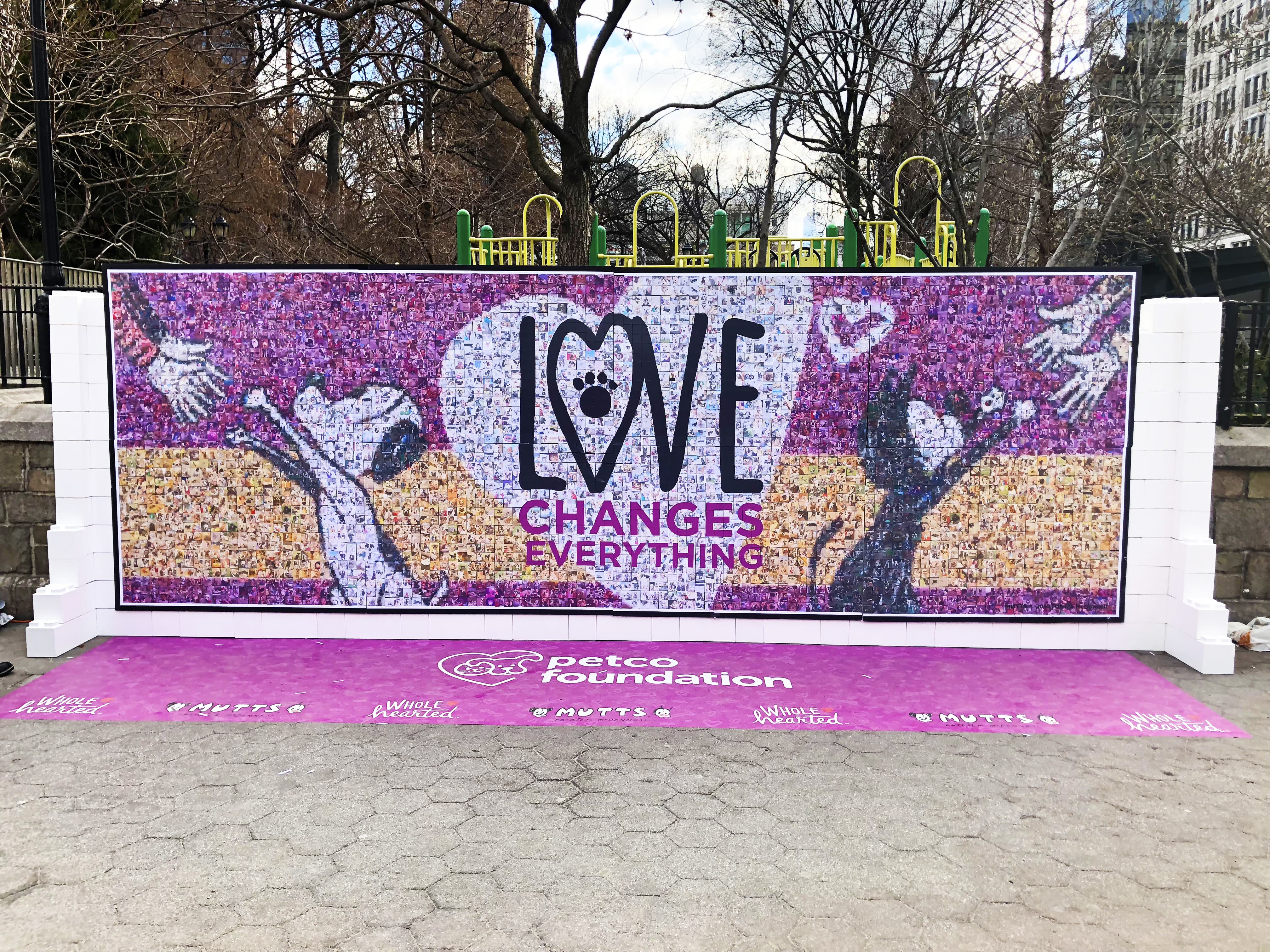 Petco Foundation’s “Love Changes Everything” photo mosaic wall at live event