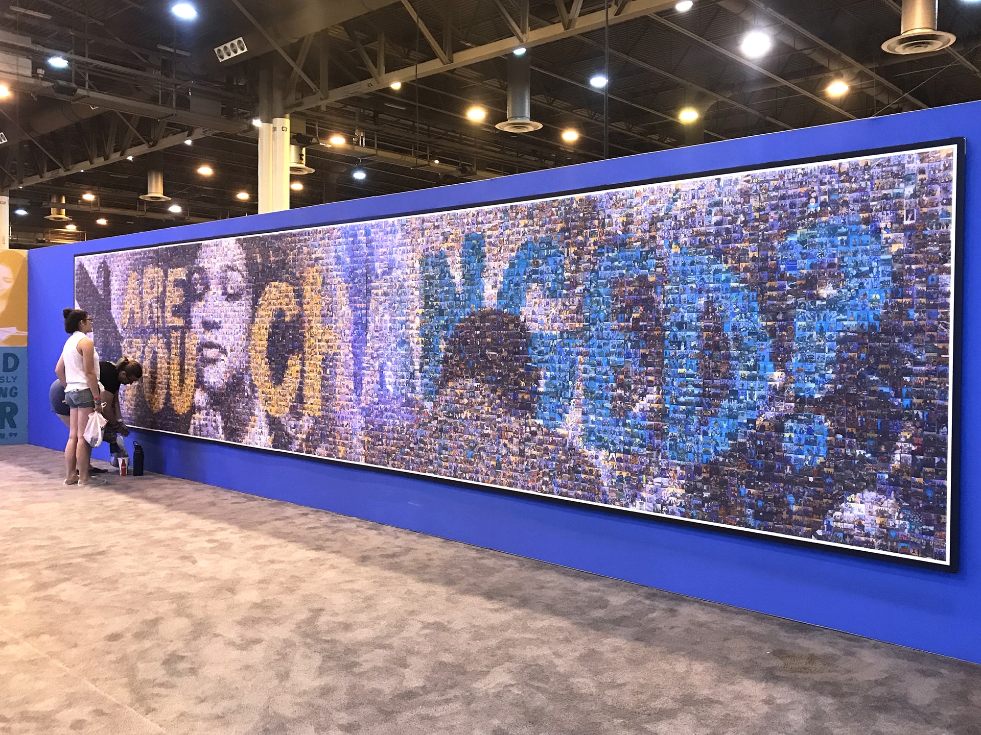Wide view of the completed Live Print Mosaic featuring thousands of photo tiles.