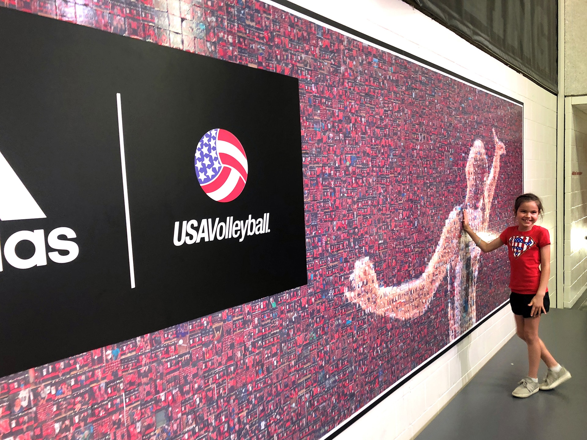 Final photo being added to complete the Adidas Live Print Mosaic at the U.S. Women's Volleyball event.