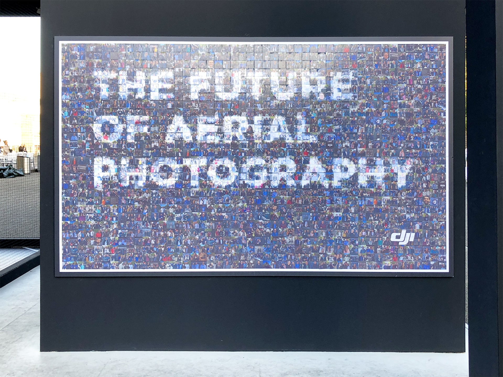 Completed DJI Live Print Mosaic wall on display at Photokina.