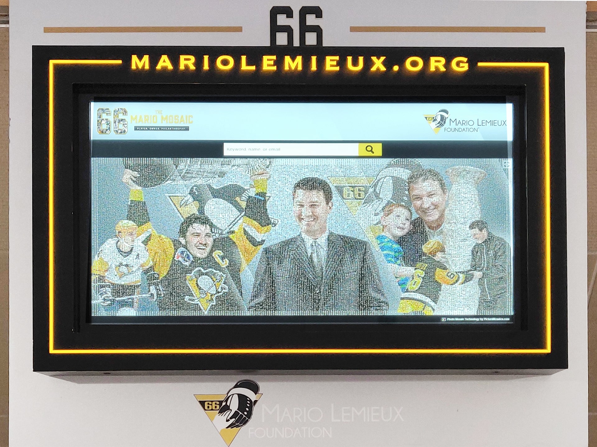 Search screen interface for the Mario Mosaic 2.0 online platform.