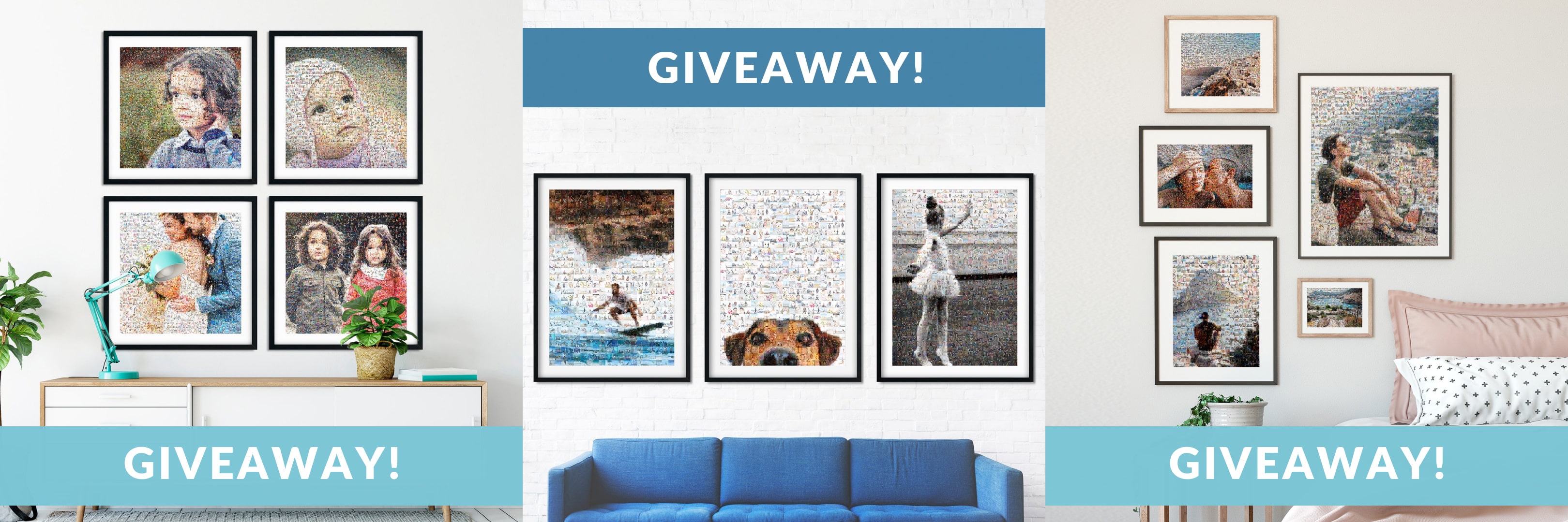 Instagram giveaway promotion offering a free custom photo mosaic
