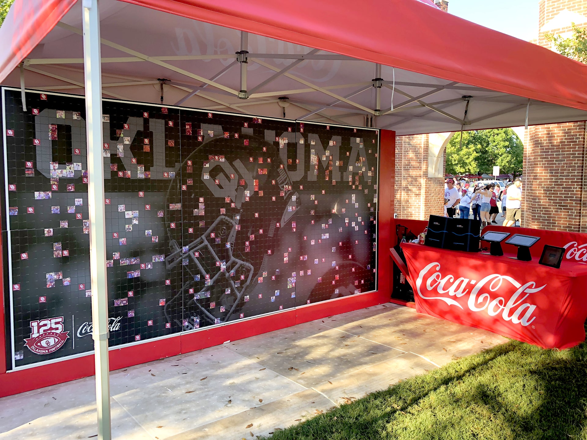 Coca-Cola photo mosaic setup at University of Oklahoma football game