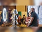 Guests capturing a photo for interactive event photo mosaic wall