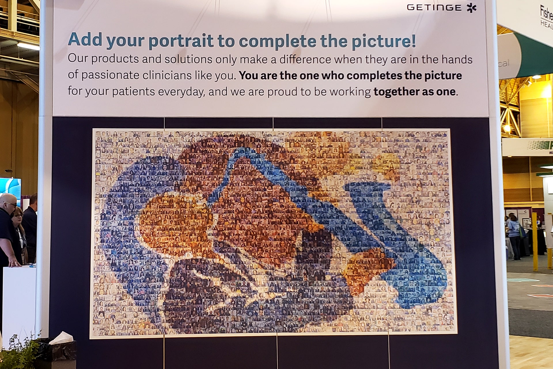 Completed Live Print Mosaic at AARC 2019 event, showing the full mosaic made from attendee photos