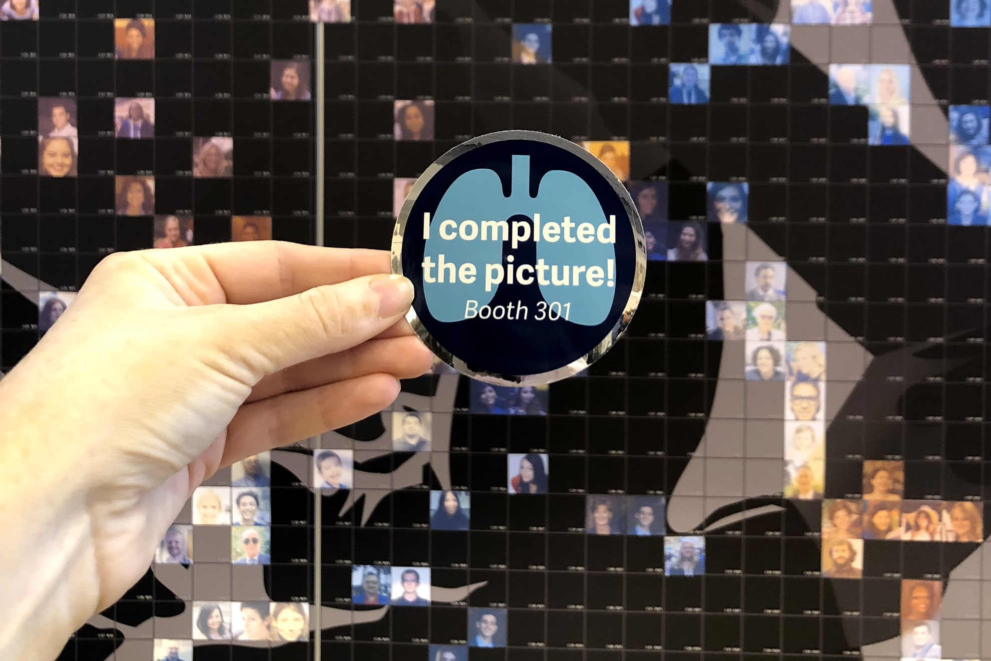Sticker featuring the AARC 2019 Live Print Mosaic branding, ready to be applied to the mosaic wall by attendees