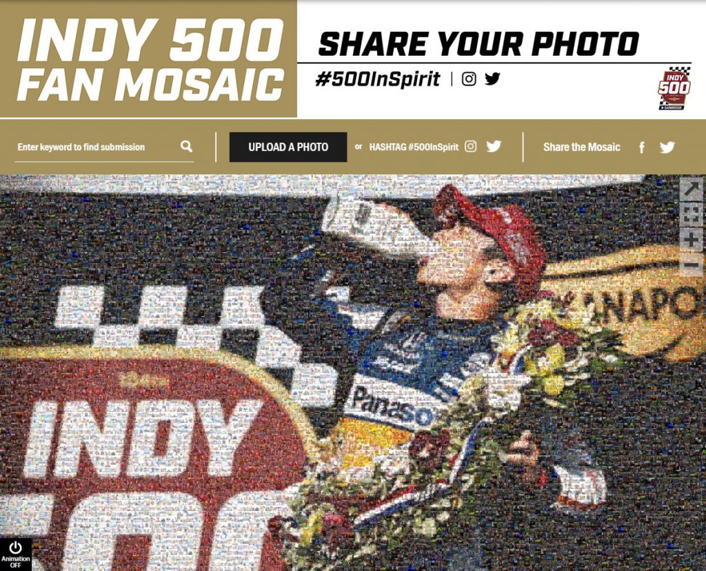 The updated Indy 500 Mosaic, featuring Takuma Sato.