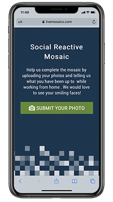 An iPhone with a mosaic submission flow page on its screen.